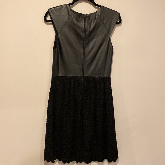 Vintage Betsey Johnson Faux Leather and Lace Sleeveless Black Punk Dress - Picture 4 of 8
